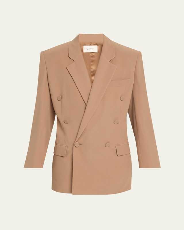 Double-Breasted Silk Wrap Blazer